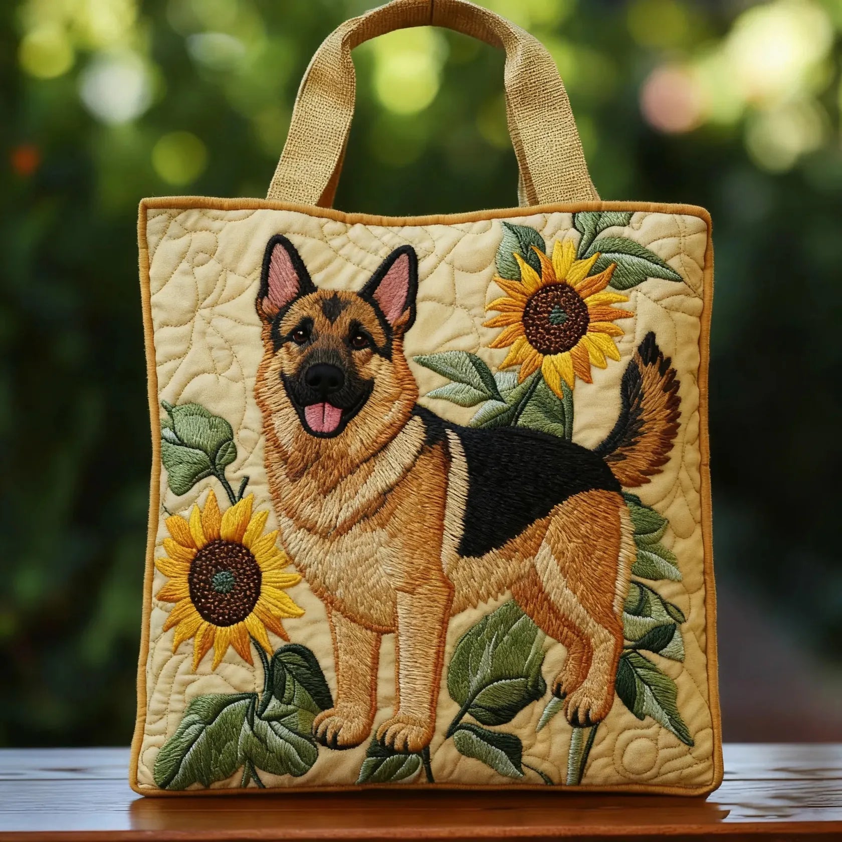 Borsa Artigianale Pastore Tedesco floreale – Idea Regalo