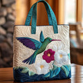 Borsa Floreale Trapuntata colibrì e fiore bianco – Due Misure