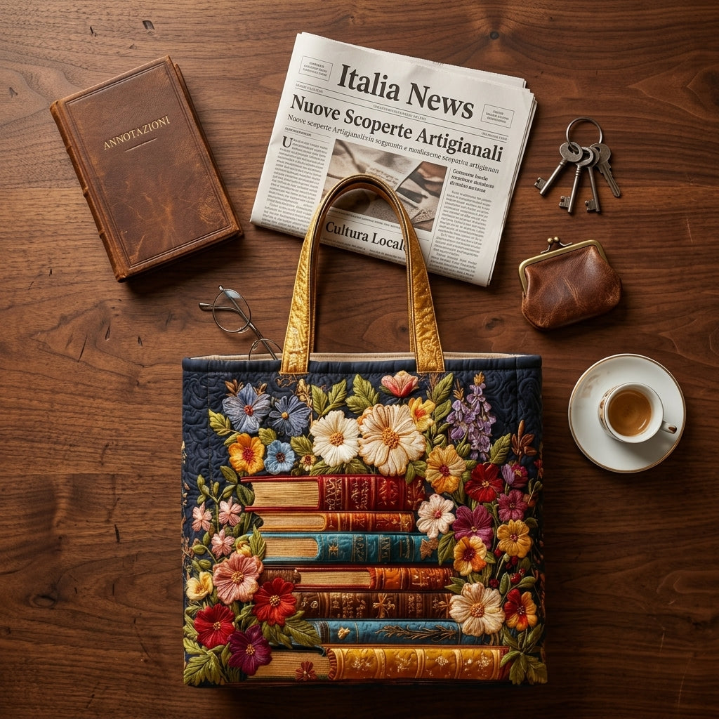 Borsa Trapuntata stampa floreale e libri – Per Amanti dei Libri