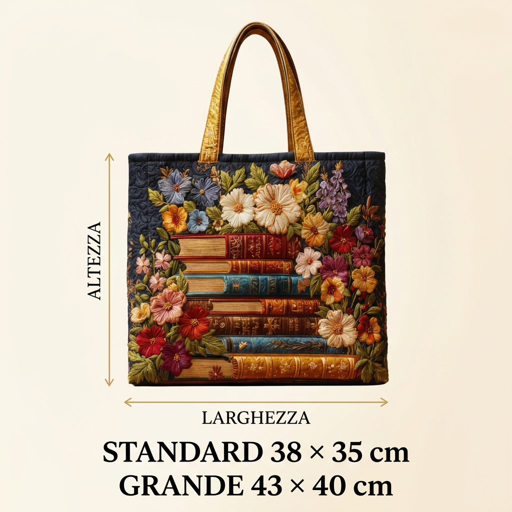 Borsa Trapuntata stampa floreale e libri – Per Amanti dei Libri