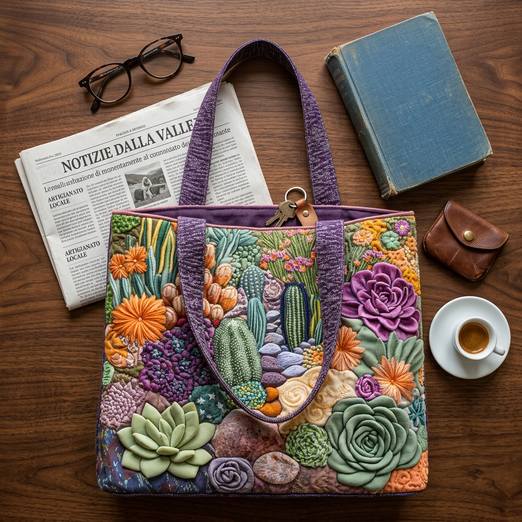 Borsa Floreale Trapuntata giardino di succulente – Due Misure