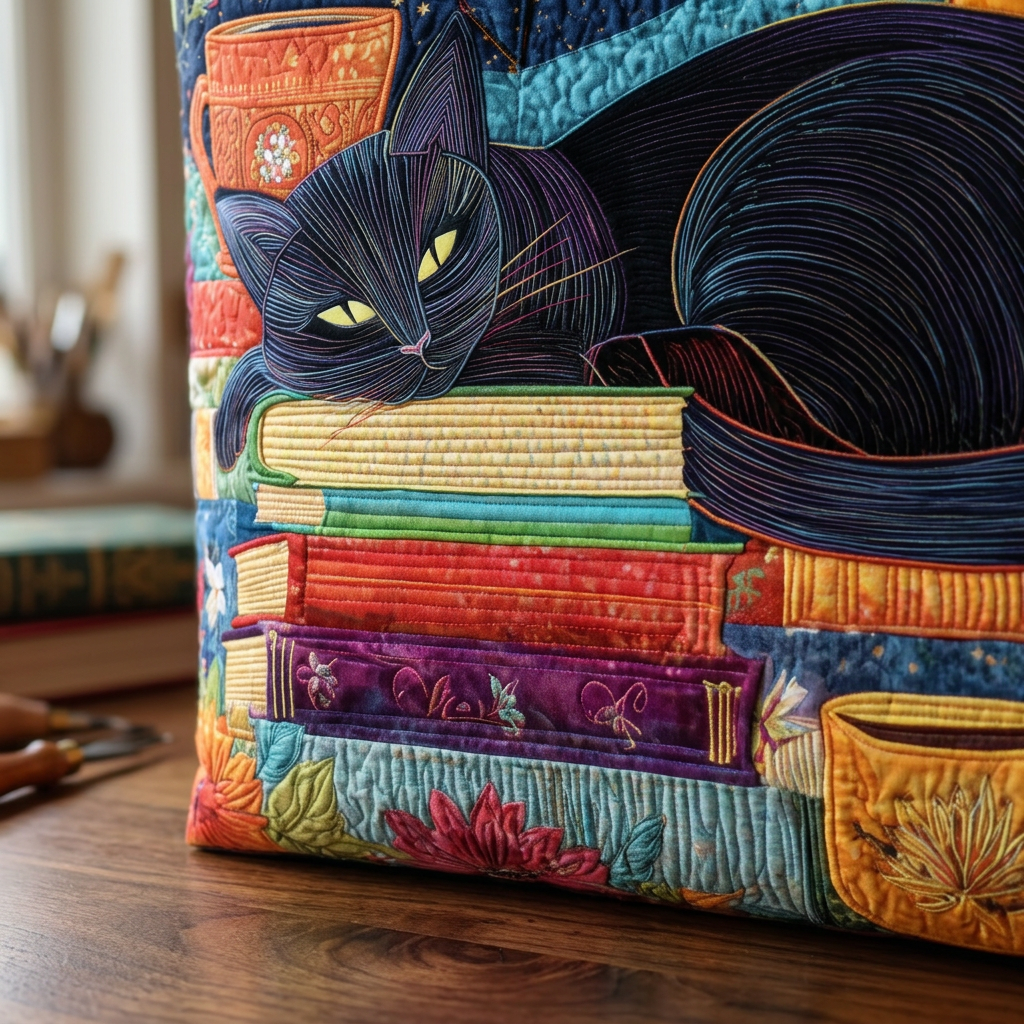 Borsa Donna con gatto nero, libri e tazze – Due Misure
