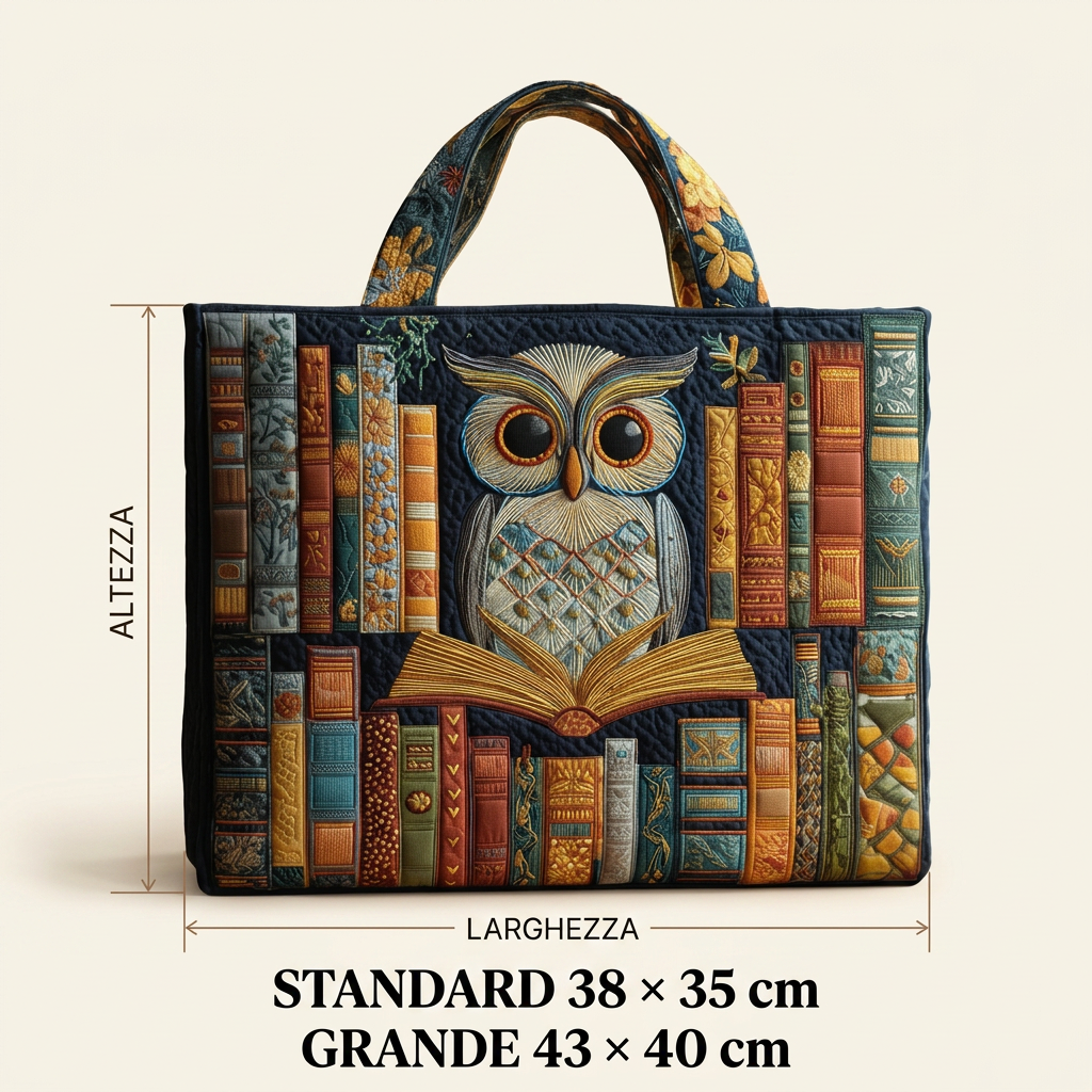 Borsa Artigianale gufo e libri antichi – Idea Regalo