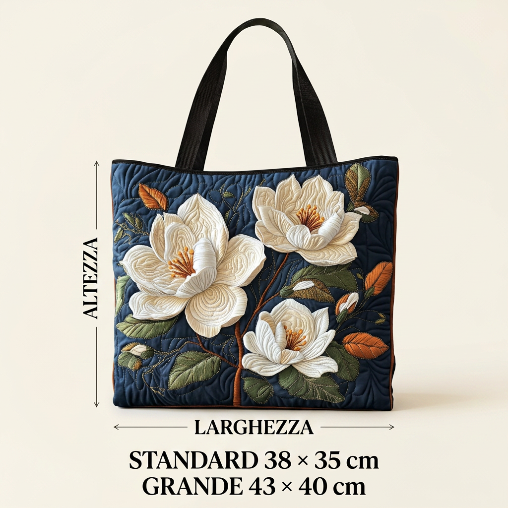 Borsa Floreale Trapuntata magnolia delicata – Due Misure