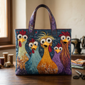 Borsa Donna con cinque galline colorate – Due Misure