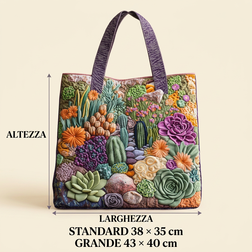 Borsa Floreale Trapuntata giardino di succulente – Due Misure